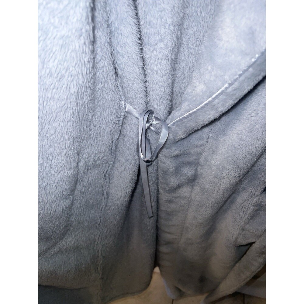 Victorias Secret Bath Robe Womens Sz M/L Blue Plush Cozy Lounge Warm Tie Front - Picture 9 of 12